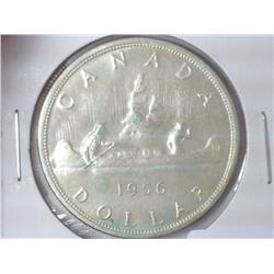 1956 CANADA SILVER DOLLAR (UNC) SOME PVC