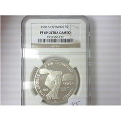 1983-S OLYMPICS SILVER DOLLAR NGC PF69 ULTRA CAMEO