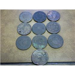 10 US LARGE CENTS VARIOUS PROBLEMS