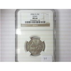 2004-D IOWA QUARTER NGC MS66
