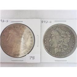 1892-S & 92-O MORGAN SILVER DOLLARS