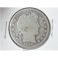 1908-S BARBER HALF DOLLAR