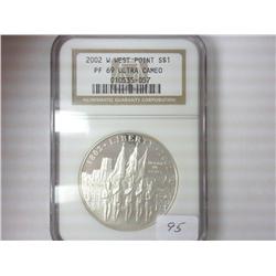 2002-W WESTPOINT SILVER DOLLAR NGC PF69 ULTRA CAM
