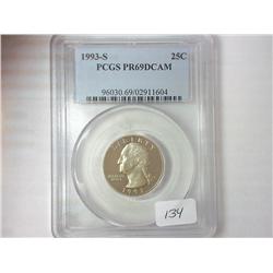 1993-S WASHINGTON QUARTER PCGS PR69DCAM