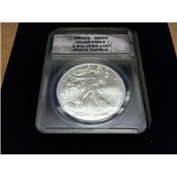 2008 AMERICAN SILVER EAGLE ANACS MS69 1ST STRIKE