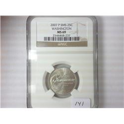 2007-P SMS WASHINGTON QUARTER NGC MS69