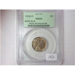 1938-D BUFFALO NICKEL PCGS MS65