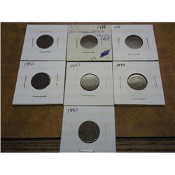 7-ASSORTED 1880'S INDIAN HEAD CENTS