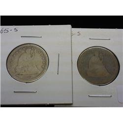 1865-S & 76-S SEATED LIBERTY QUARTERS