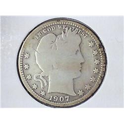 1907-S BARBER QUARTER (VERY GOOD)