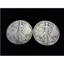 2-1943 WALKING LIBERTY HALF DOLLARS