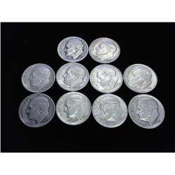 10 ASSORTED ROOSEVELT DIMES SILVER