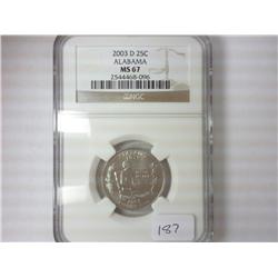 2003-D ALABAMA QUARTER NGC MS67