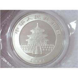 2001 CHINA 10 YUAN SILVER PANDA COIN (UNC)