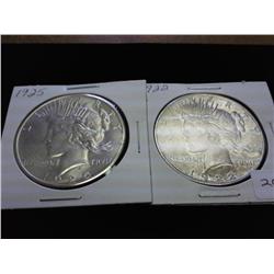 1922 & 25 PEACE SILVER DOLLARS (UNC)
