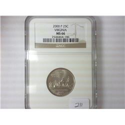 2000-P VIRGINIA QUARTER NGC MS66