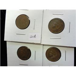 1868, 1902, 06 & 07 INDIAN HEAD CENTS