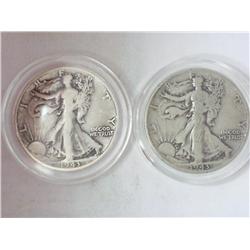 1943-P/S WALKING LIBERTY HALF DOLLARS