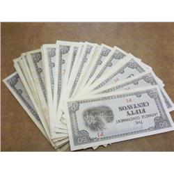 30 JAPANESE GOVERNMENT 50 CENTAVOS BILLS