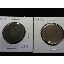 1818 & 26 US LARGE CENTS