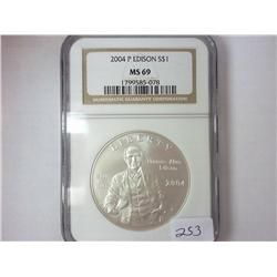 2004-P EDISON SILVER DOLLAR NGC MS69