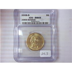 2008-D MONROE DOLLAR ICG MS65