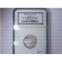 2008-S SILVER ARIZONA QUARTER NGC PF70 ULTRA CAMEO
