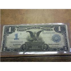 1899 US LARGE SIZE $1 BLACK EAGLE SILVER CERT.