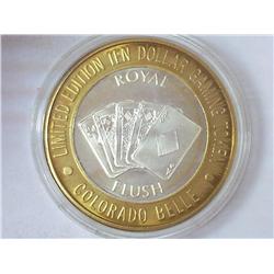 COLORADO BELLE CASINO $10 SILVER TOKEN (UNC)