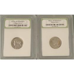 2 Proof Jefferson Nickels 1977S, 1992S PR70