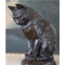 Splendid Cat Bronze Sculpture After Barye