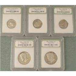 5 US PR70 Slabbed Coins Quarters, Halves 1979-2005