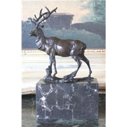 Regal Elk Bronze Sculpture After L. Carvin