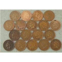 18 Mixed Indian Head Cent Penny Dates 1896-1908