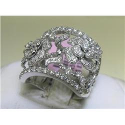 14K White Gold Diamond Elegant Floral Ring Size 6 3/4