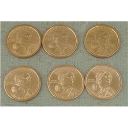 6 Diff Date Sacagawea Dollar Coins Gem UNC 2000-2010