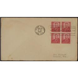Theodore Roosevelt FDC Canal Zone 2 Cent Postage Block