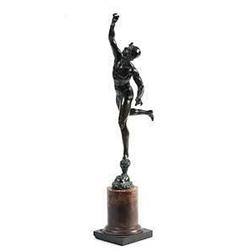 BRONZE SCULPTURE - Ca 1890 Grand Tour Running Mercury
