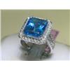 Image 1 : Michael Christoff 14K Wht Gold Blue Topaz Diamond Ring