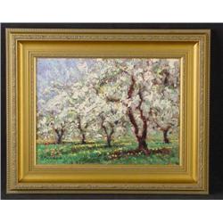 Framed Sammoun MORNING IN MAY Landscape Art Canvas