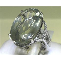 14K White Gold Crystal Amethyst Diamond Ring Size 6 3/4