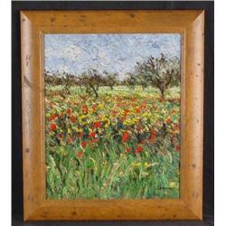 Wood Frame POPPIES IN TUSCANY Sammoun Canvas Art