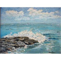 OIL ON CANVAS - An unusually fine and detailed seascape