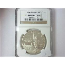1986-S LIBERTY SILVER DOLLAR NGC PF69 ULTRA CAMEO