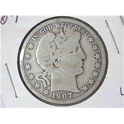 1907-D BARBER HALF DOLLAR (VERY GOOD)