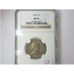 1980-S SBA DOLLAR NGC MS63