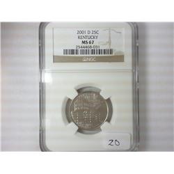 2001-D KENTUCKY QUARTER NGC MS67