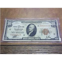1929 US $ 10 NATIONAL CURRENCY PHILADELPHIA