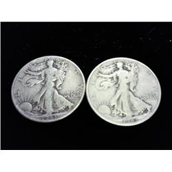 1943-P/S WALKING LIBERTY HALF DOLLARS 2 COINS