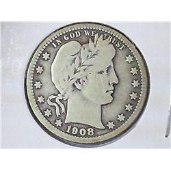 1908 BARBER QUARTER (VERY GOOD)